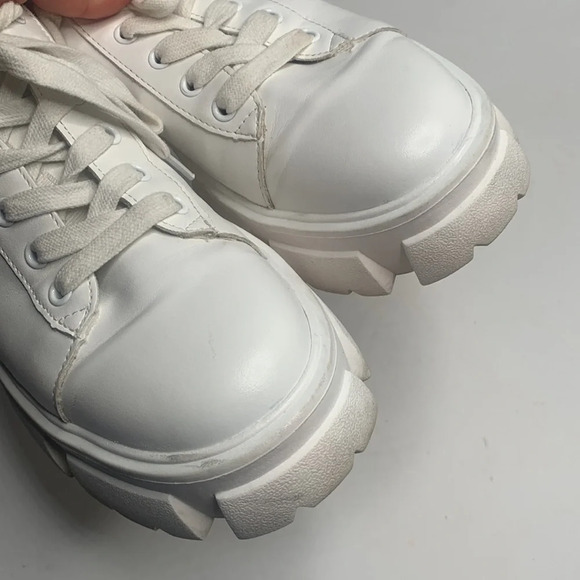 Steve Madden Michigan Leather Chunky Platform Sneaker White S-021 Sz 10 - Picture 6 of 9